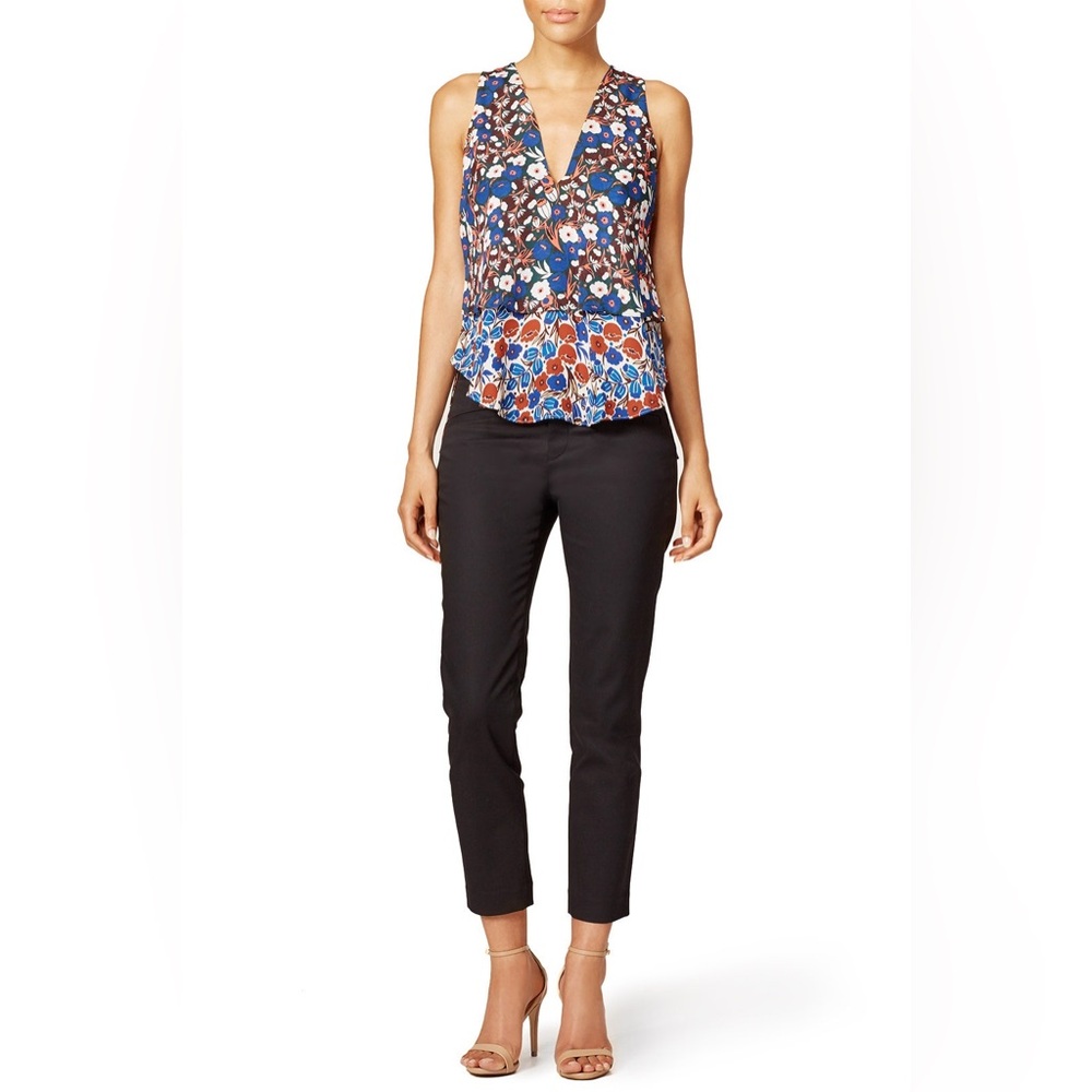 DEREK LAM 10 CROSBY Sleeveless Lightweight Poppy Floral Silk Top| Size 2